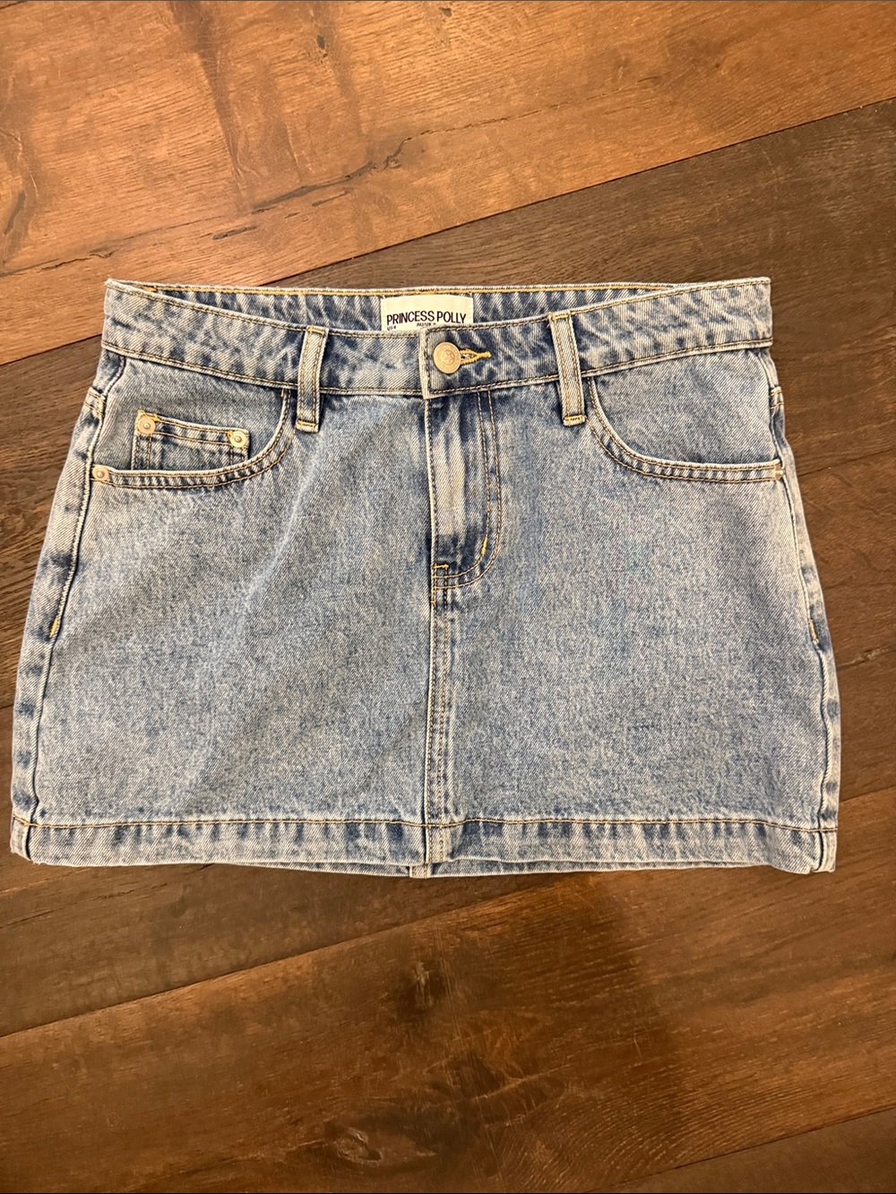 Princess Polly Light Wash Denim Mini Skirt